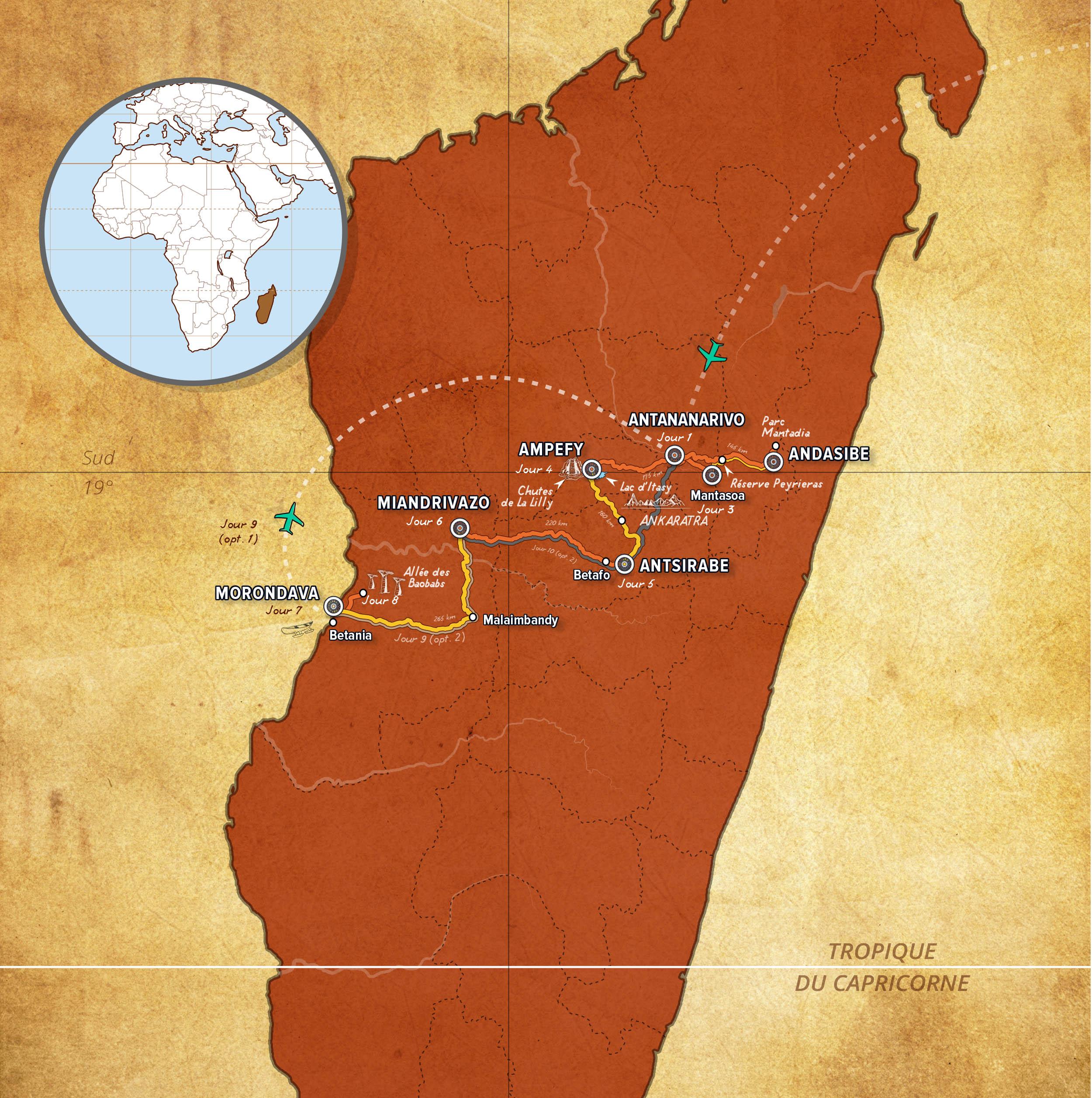 Carte du circuit Lémur & Baobab 09 J 